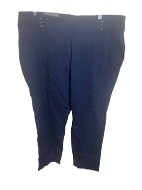 JM COLLECTION Women's Petite 22WP Plus Size Tummy Control Pull-On Navy Pants